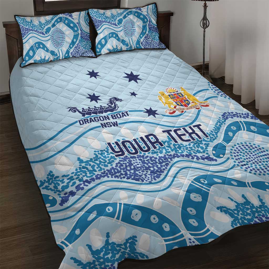 Personalised Australia New South Wales Dragons Boat Quilt Bed Set Aussie Aboriginal Dot Style