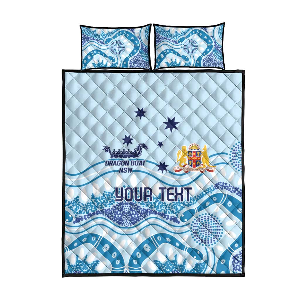 Personalised Australia New South Wales Dragons Boat Quilt Bed Set Aussie Aboriginal Dot Style
