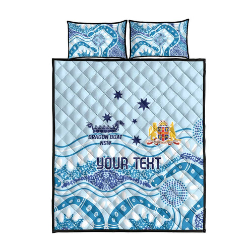 Personalised Australia New South Wales Dragons Boat Quilt Bed Set Aussie Aboriginal Dot Style