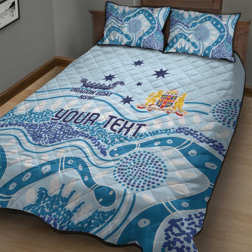Personalised Australia New South Wales Dragons Boat Quilt Bed Set Aussie Aboriginal Dot Style