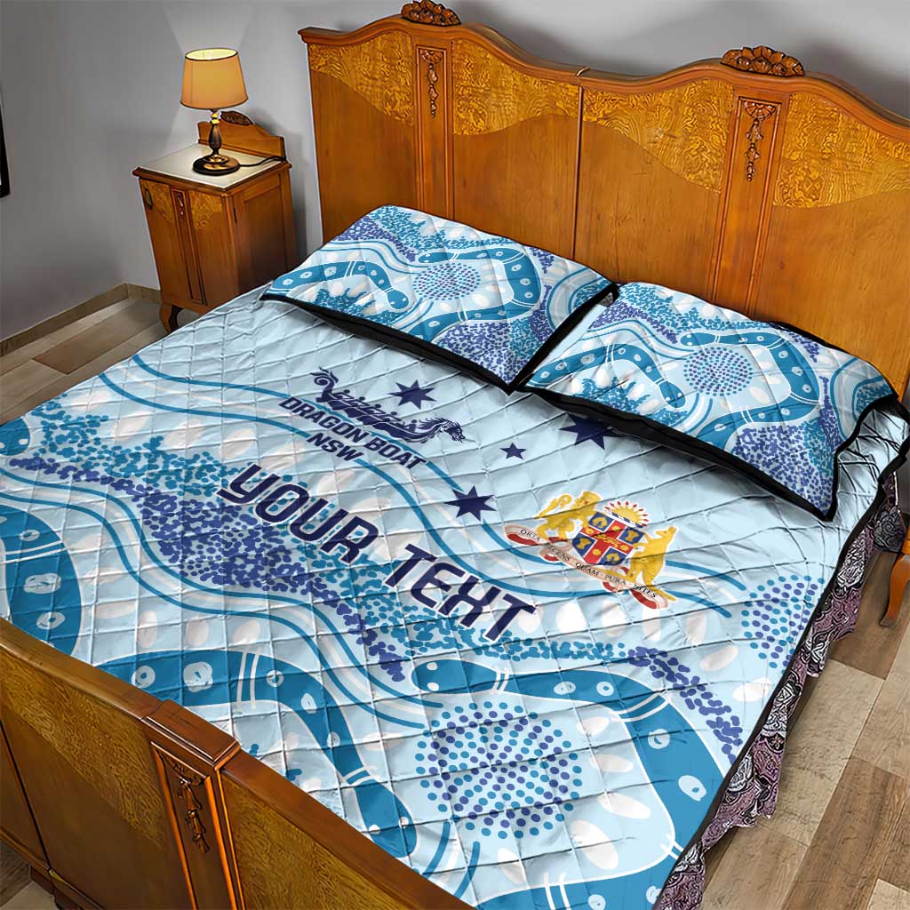 Personalised Australia New South Wales Dragons Boat Quilt Bed Set Aussie Aboriginal Dot Style