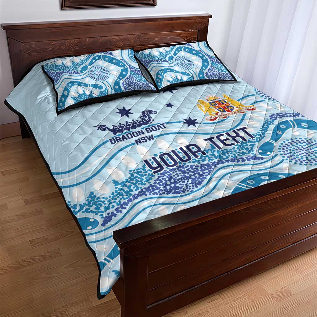Personalised Australia New South Wales Dragons Boat Quilt Bed Set Aussie Aboriginal Dot Style