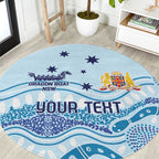 Personalised Australia New South Wales Dragons Boat Round Carpet Aussie Aboriginal Dot Style