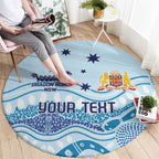 Personalised Australia New South Wales Dragons Boat Round Carpet Aussie Aboriginal Dot Style