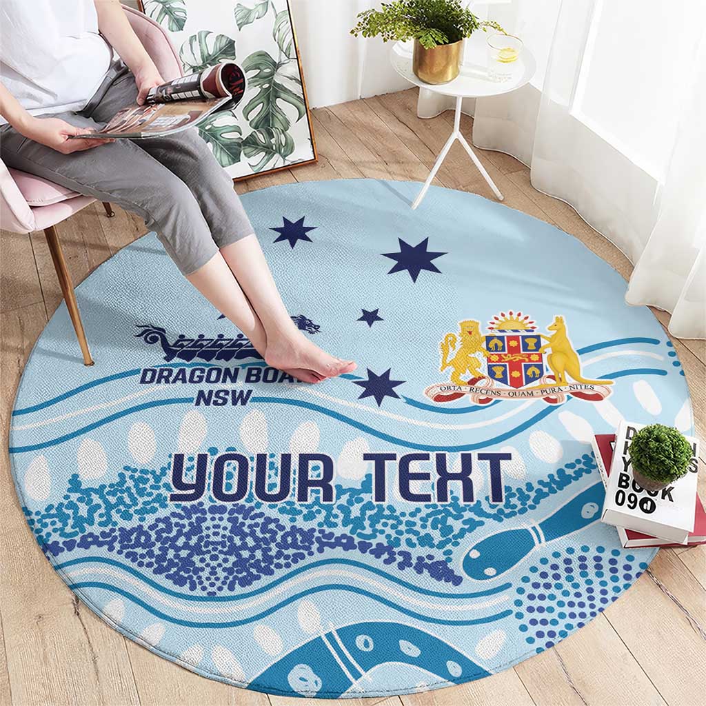 Personalised Australia New South Wales Dragons Boat Round Carpet Aussie Aboriginal Dot Style