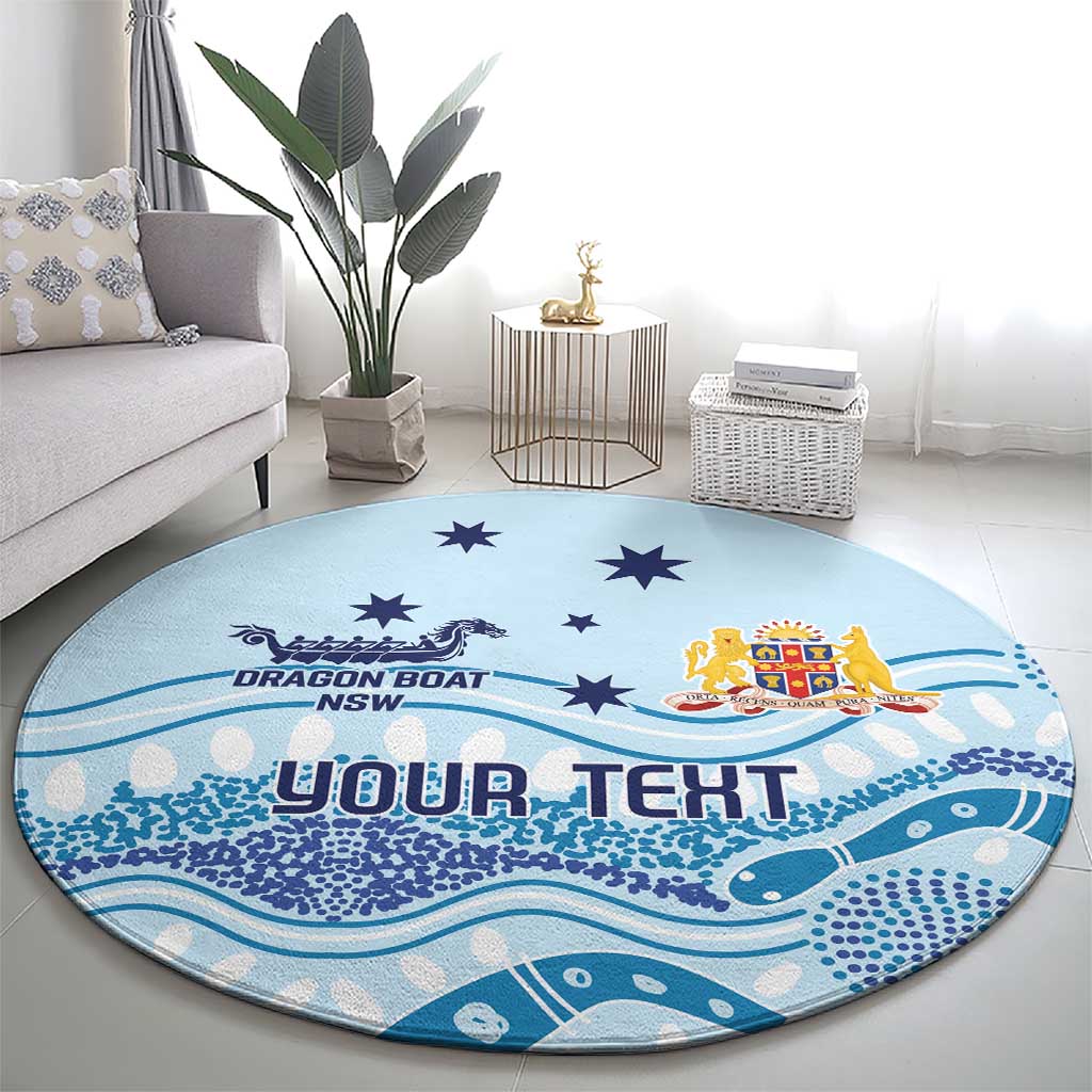 Personalised Australia New South Wales Dragons Boat Round Carpet Aussie Aboriginal Dot Style
