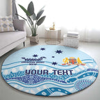 Personalised Australia New South Wales Dragons Boat Round Carpet Aussie Aboriginal Dot Style