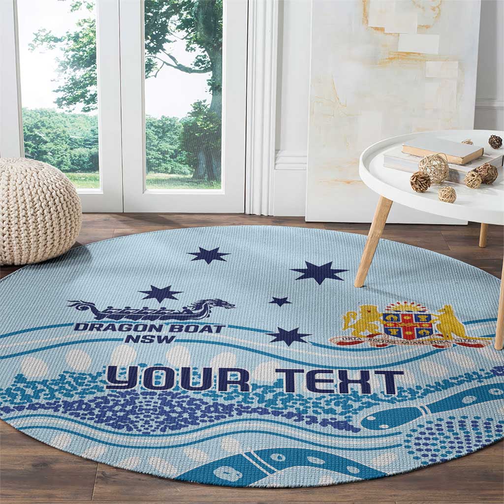 Personalised Australia New South Wales Dragons Boat Round Carpet Aussie Aboriginal Dot Style