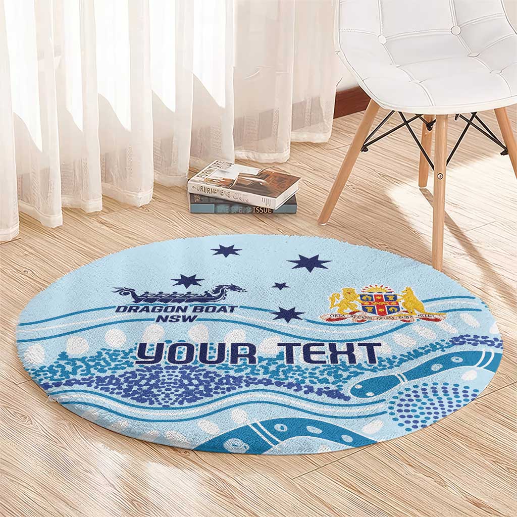Personalised Australia New South Wales Dragons Boat Round Carpet Aussie Aboriginal Dot Style