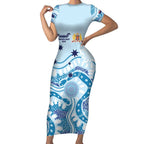 Personalised Australia New South Wales Dragons Boat Short Sleeve Bodycon Dress Aussie Aboriginal Dot Style