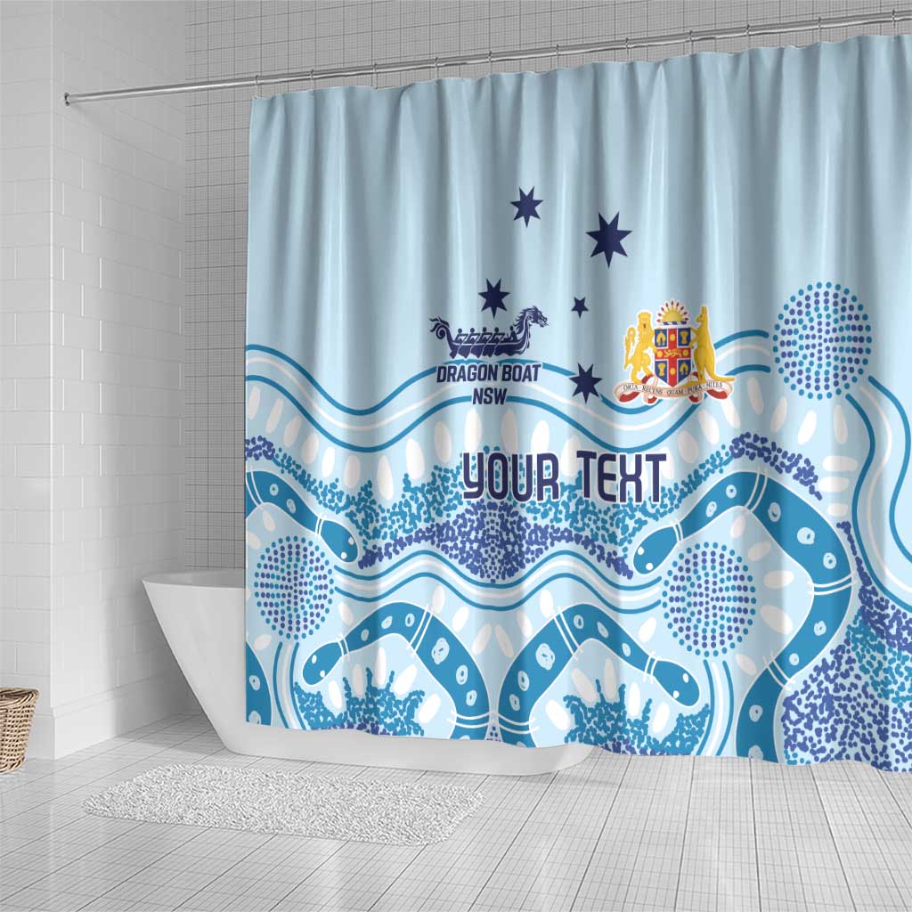 Personalised Australia New South Wales Dragons Boat Shower Curtain Aussie Aboriginal Dot Style