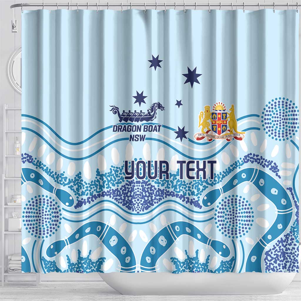 Personalised Australia New South Wales Dragons Boat Shower Curtain Aussie Aboriginal Dot Style