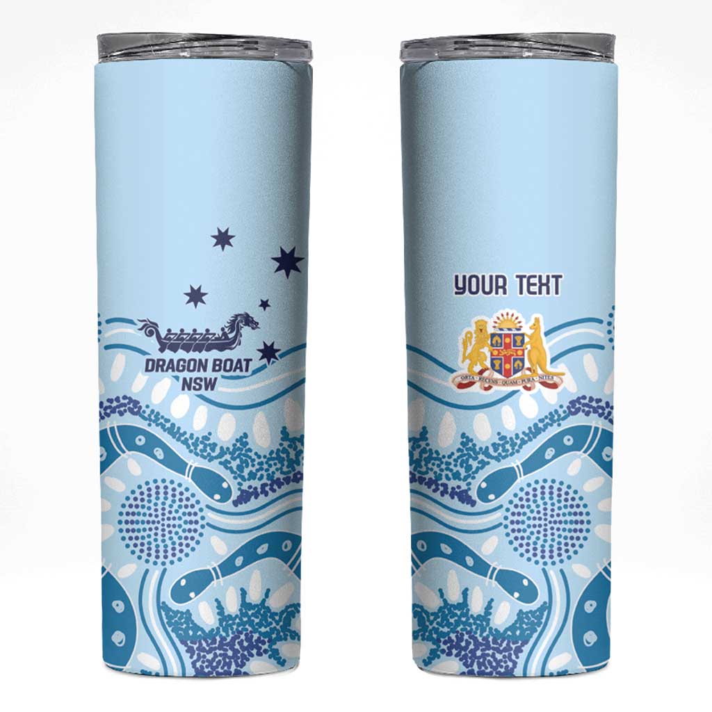 Personalised Australia New South Wales Dragons Boat Skinny Tumbler Aussie Aboriginal Dot Style