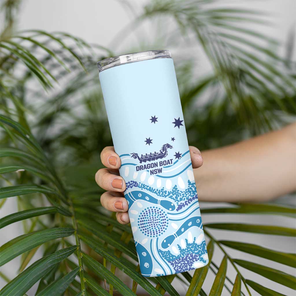 Personalised Australia New South Wales Dragons Boat Skinny Tumbler Aussie Aboriginal Dot Style