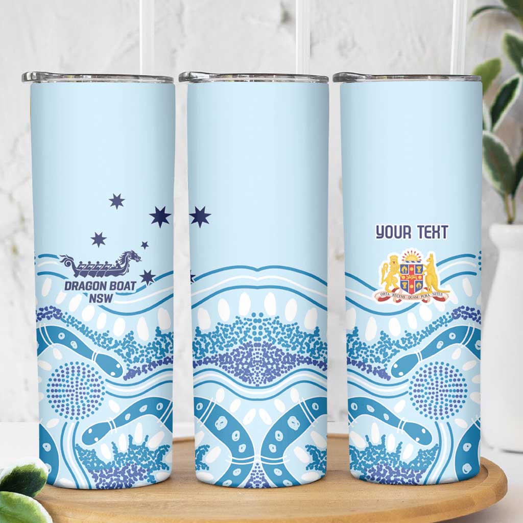 Personalised Australia New South Wales Dragons Boat Skinny Tumbler Aussie Aboriginal Dot Style