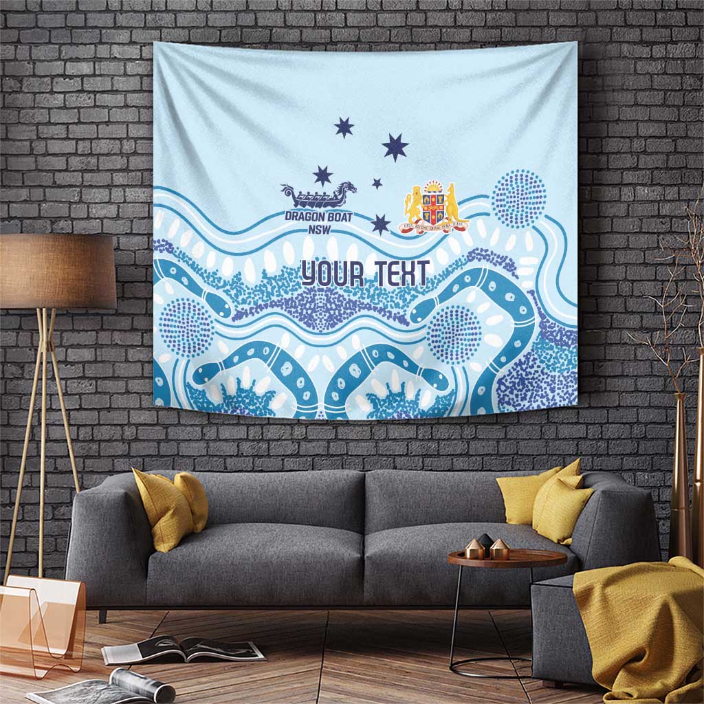 Personalised Australia New South Wales Dragons Boat Tapestry Aussie Aboriginal Dot Style