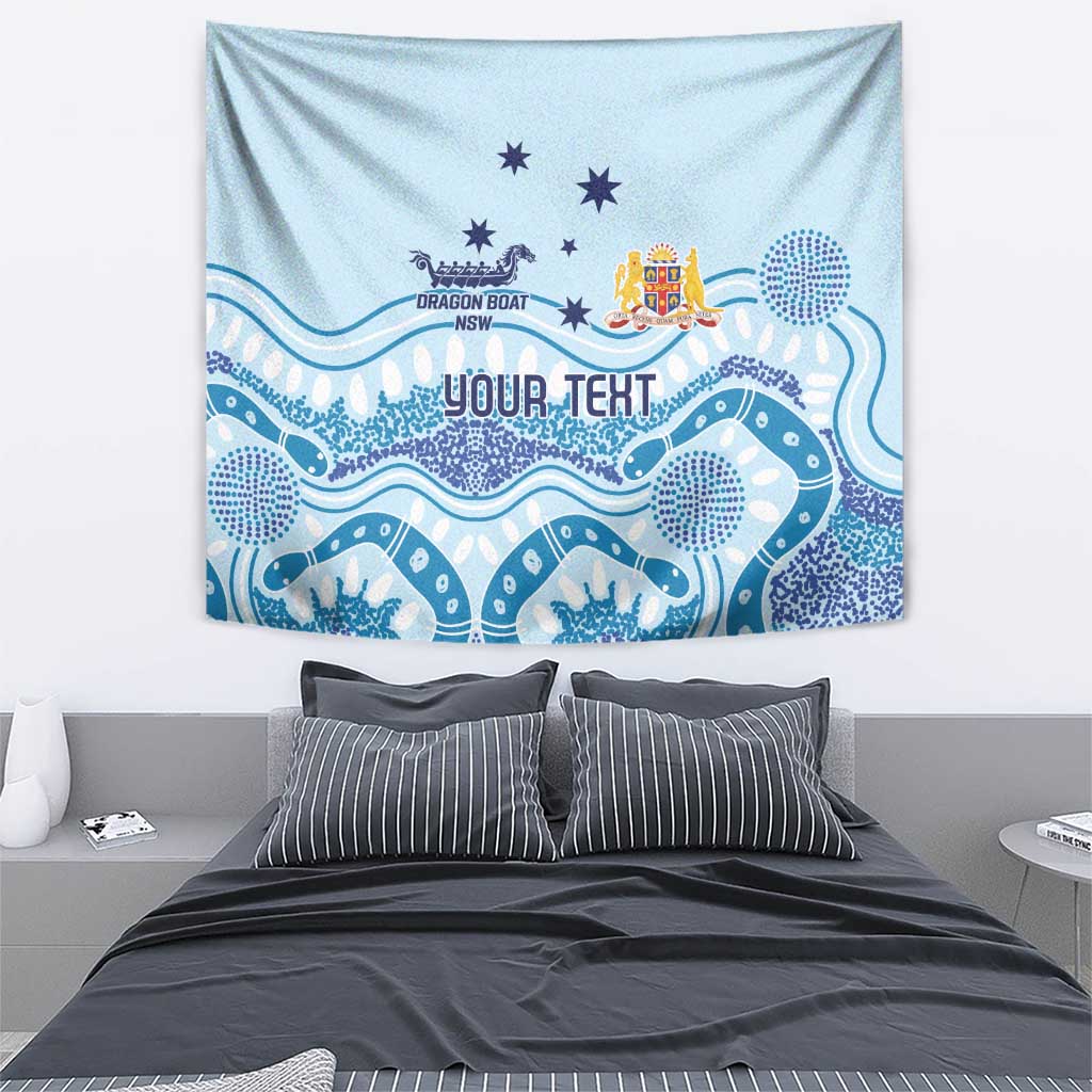 Personalised Australia New South Wales Dragons Boat Tapestry Aussie Aboriginal Dot Style