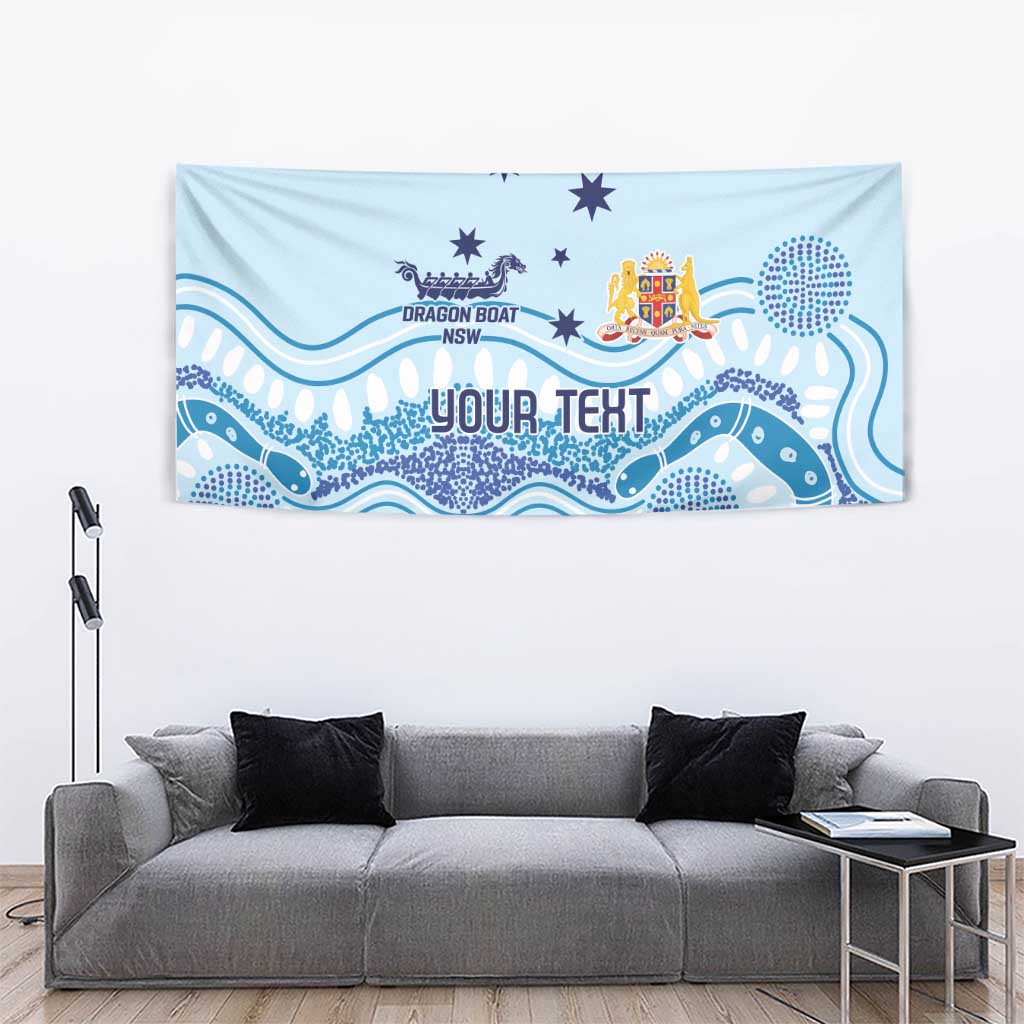 Personalised Australia New South Wales Dragons Boat Tapestry Aussie Aboriginal Dot Style