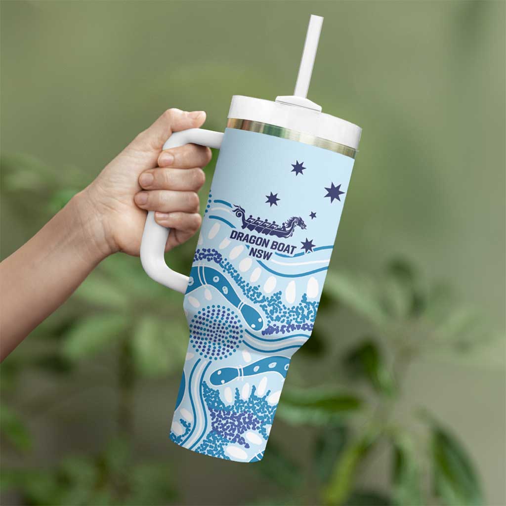 Personalised Australia New South Wales Dragons Boat Tumbler With Handle Aussie Aboriginal Dot Style
