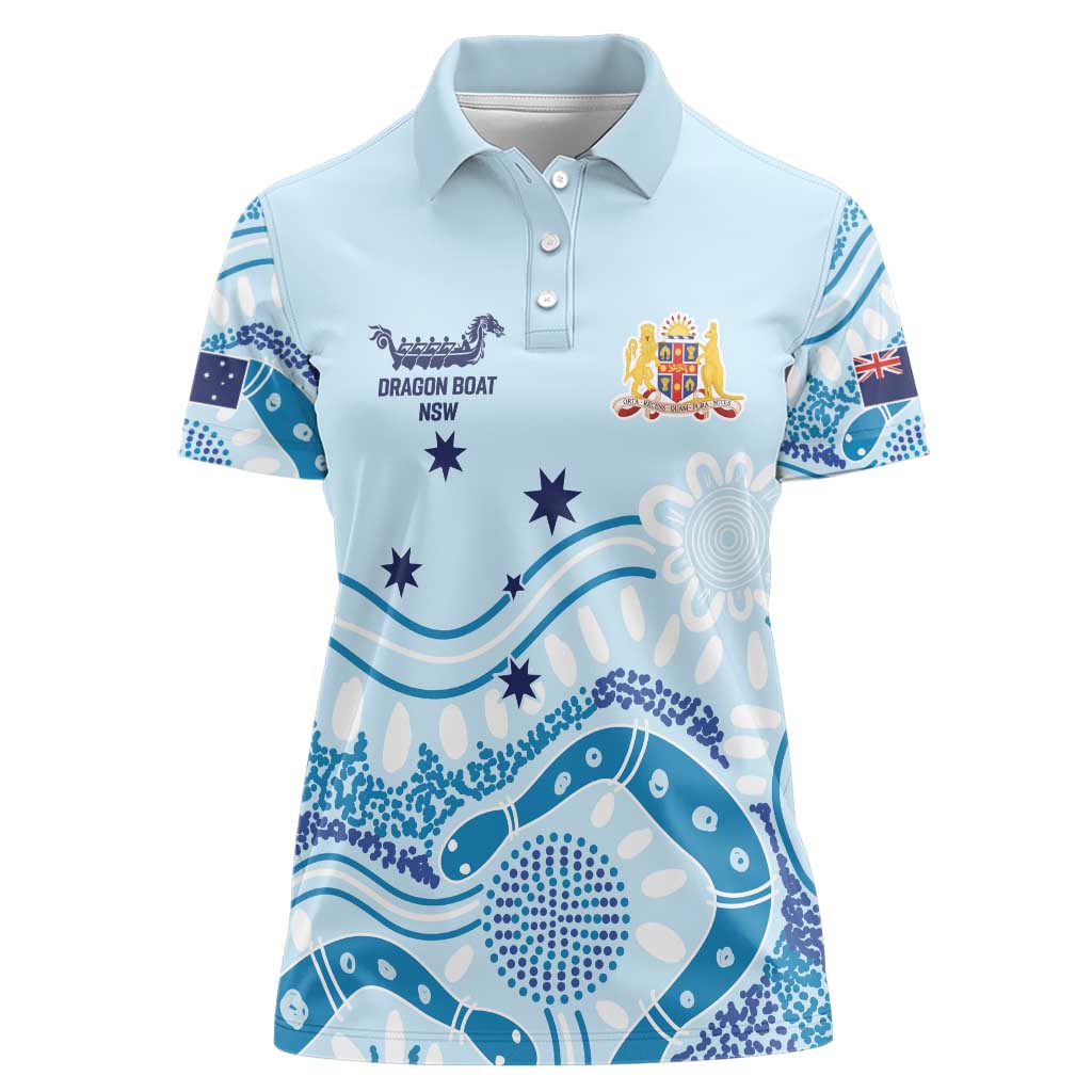 Personalised Australia New South Wales Dragons Boat Women Polo Shirt Aussie Aboriginal Dot Style