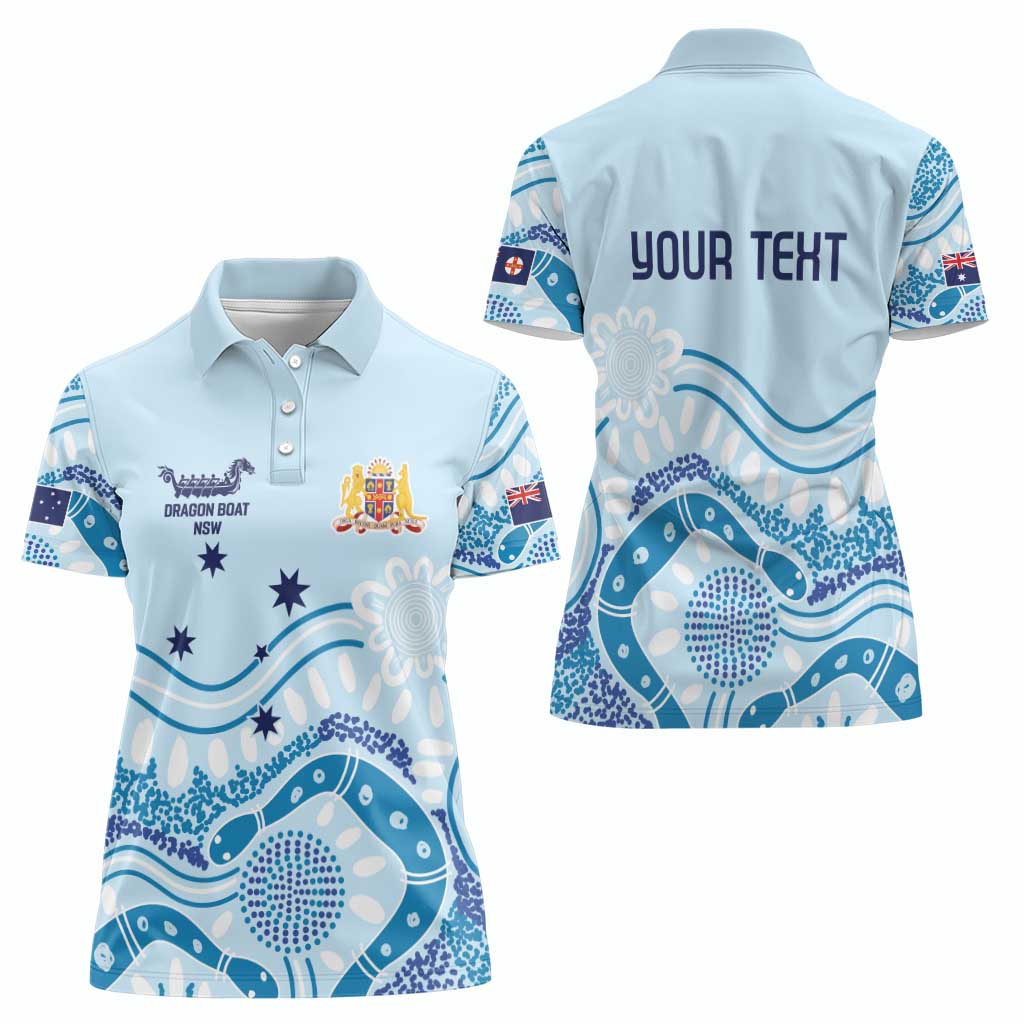 Personalised Australia New South Wales Dragons Boat Women Polo Shirt Aussie Aboriginal Dot Style