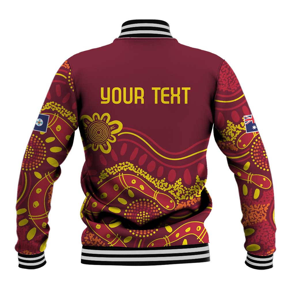 Personalised Australia Queensland Dragons Boat Baseball Jacket Aussie Aboriginal Dot Style