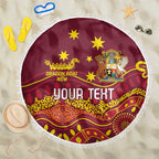Personalised Australia Queensland Dragons Boat Beach Blanket Aussie Aboriginal Dot Style