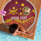 Personalised Australia Queensland Dragons Boat Beach Blanket Aussie Aboriginal Dot Style