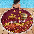 Personalised Australia Queensland Dragons Boat Beach Blanket Aussie Aboriginal Dot Style