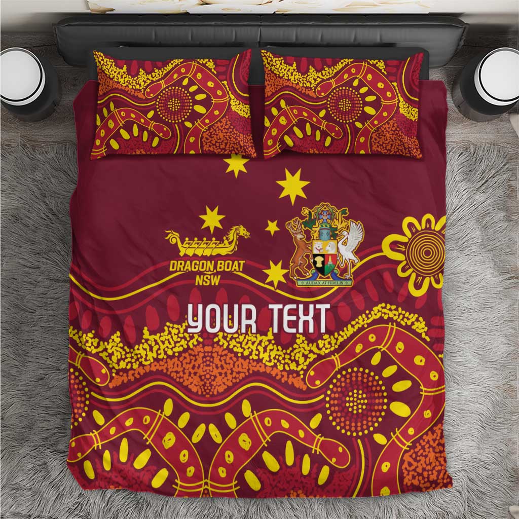Personalised Australia Queensland Dragons Boat Bedding Set Aussie Aboriginal Dot Style