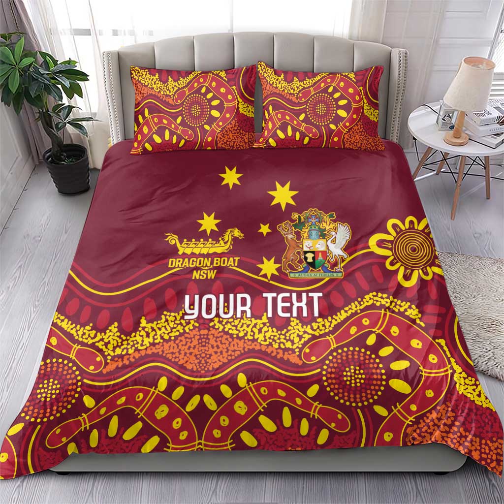 Personalised Australia Queensland Dragons Boat Bedding Set Aussie Aboriginal Dot Style