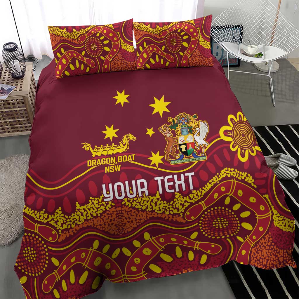 Personalised Australia Queensland Dragons Boat Bedding Set Aussie Aboriginal Dot Style
