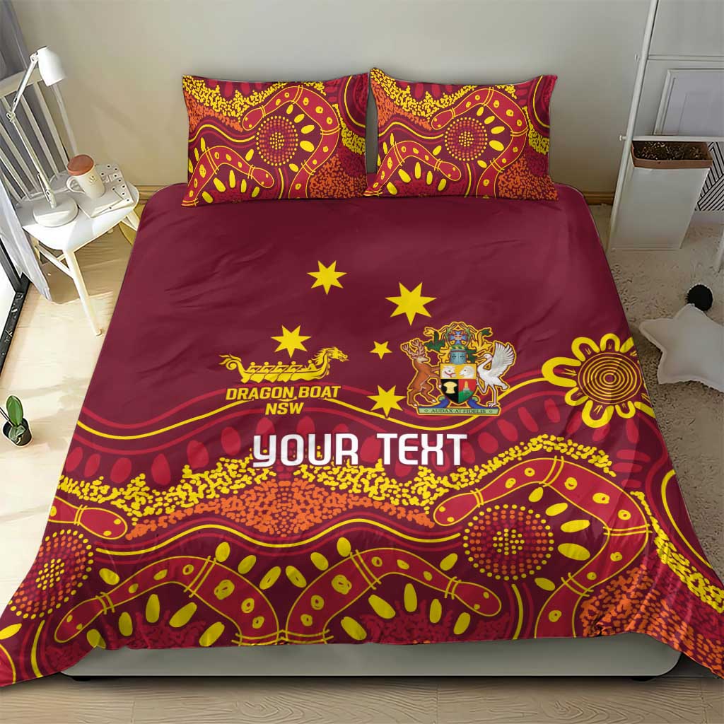 Personalised Australia Queensland Dragons Boat Bedding Set Aussie Aboriginal Dot Style