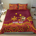 Personalised Australia Queensland Dragons Boat Bedding Set Aussie Aboriginal Dot Style