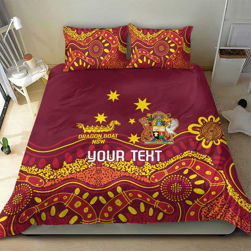 Personalised Australia Queensland Dragons Boat Bedding Set Aussie Aboriginal Dot Style