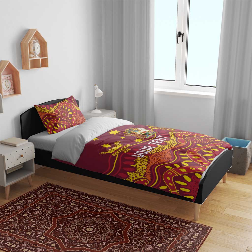 Personalised Australia Queensland Dragons Boat Bedding Set Aussie Aboriginal Dot Style