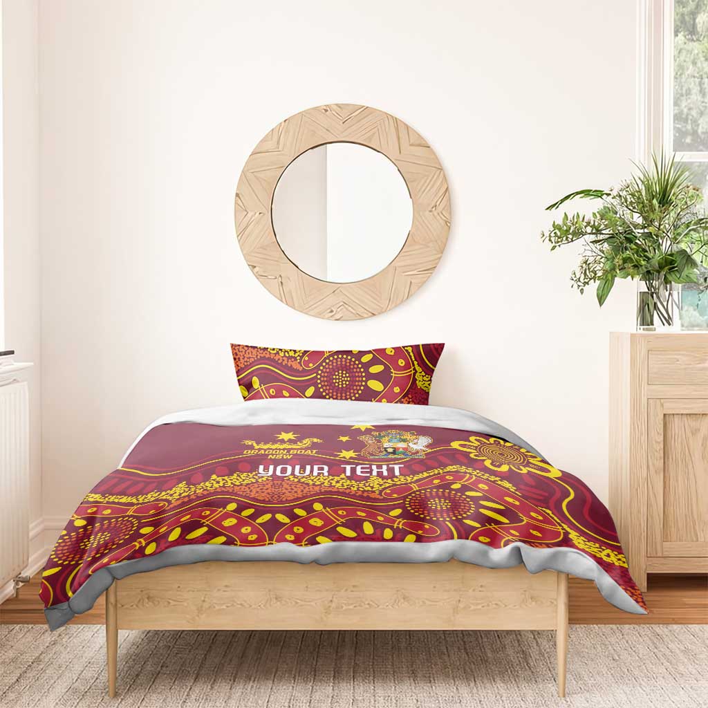 Personalised Australia Queensland Dragons Boat Bedding Set Aussie Aboriginal Dot Style