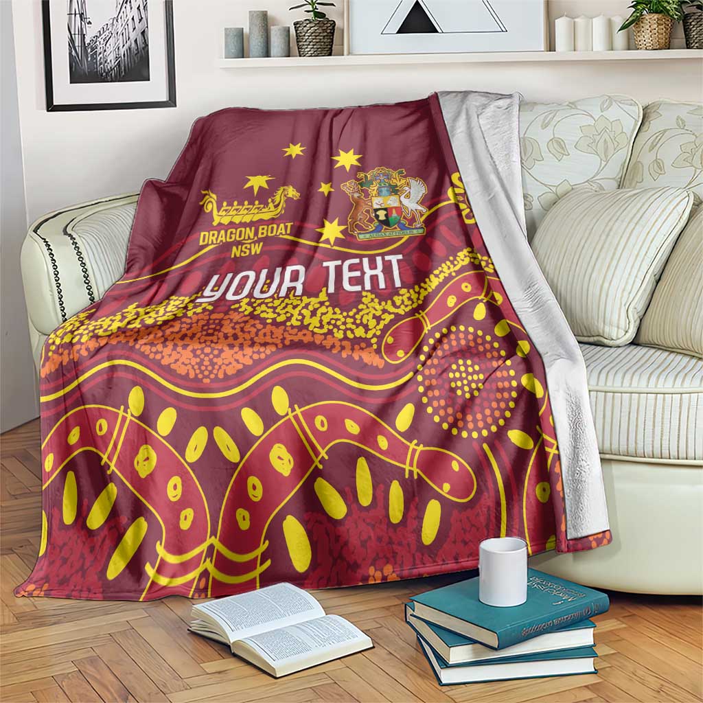 Personalised Australia Queensland Dragons Boat Blanket Aussie Aboriginal Dot Style