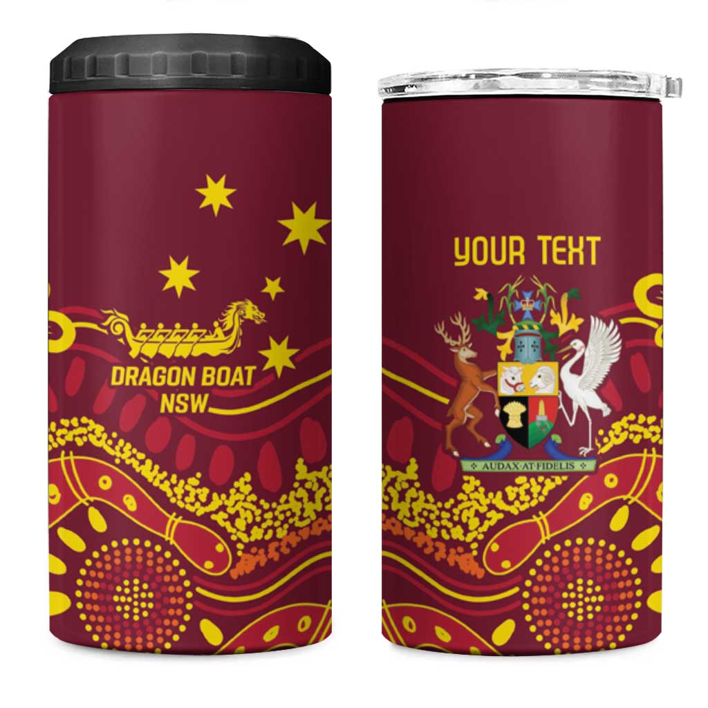 Personalised Australia Queensland Dragons Boat 4 in 1 Can Cooler Tumbler Aussie Aboriginal Dot Style