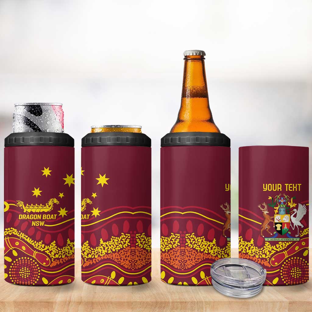 Personalised Australia Queensland Dragons Boat 4 in 1 Can Cooler Tumbler Aussie Aboriginal Dot Style