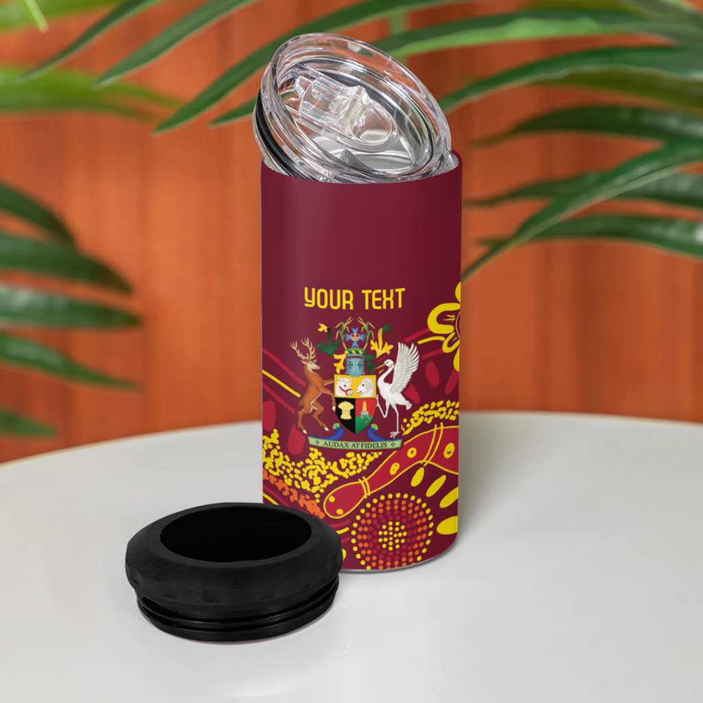 Personalised Australia Queensland Dragons Boat 4 in 1 Can Cooler Tumbler Aussie Aboriginal Dot Style