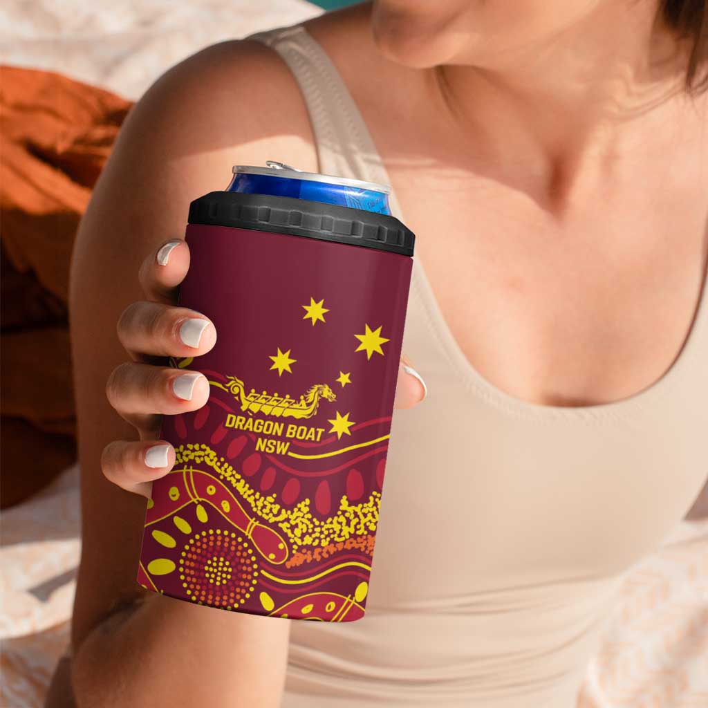 Personalised Australia Queensland Dragons Boat 4 in 1 Can Cooler Tumbler Aussie Aboriginal Dot Style