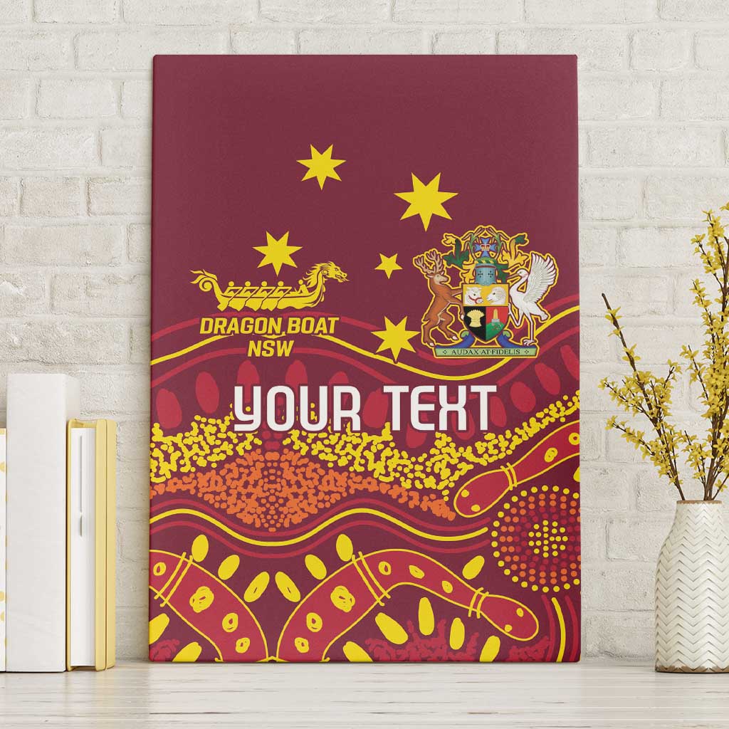 Personalised Australia Queensland Dragons Boat Canvas Wall Art Aussie Aboriginal Dot Style