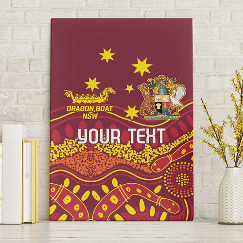 Personalised Australia Queensland Dragons Boat Canvas Wall Art Aussie Aboriginal Dot Style