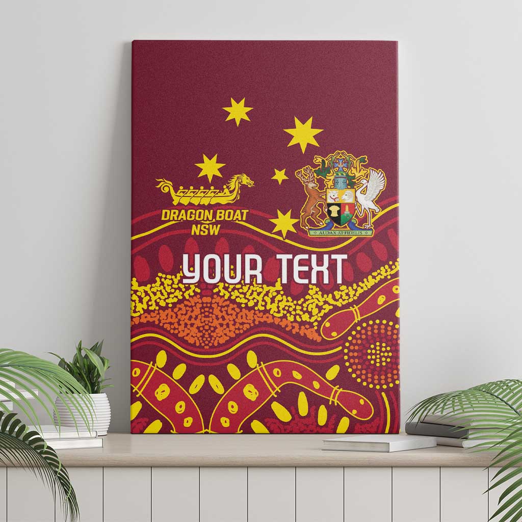 Personalised Australia Queensland Dragons Boat Canvas Wall Art Aussie Aboriginal Dot Style