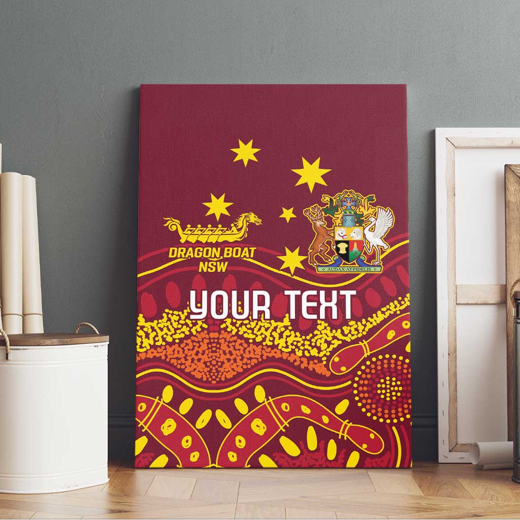 Personalised Australia Queensland Dragons Boat Canvas Wall Art Aussie Aboriginal Dot Style