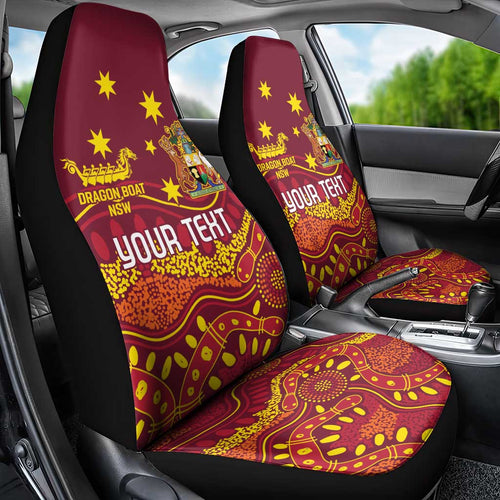 Personalised Australia Queensland Dragons Boat Car Seat Cover Aussie Aboriginal Dot Style
