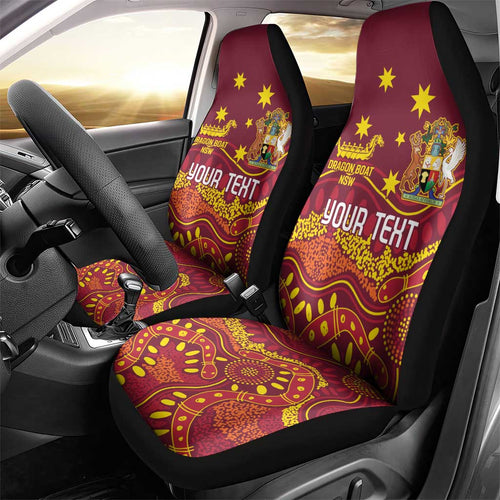 Personalised Australia Queensland Dragons Boat Car Seat Cover Aussie Aboriginal Dot Style