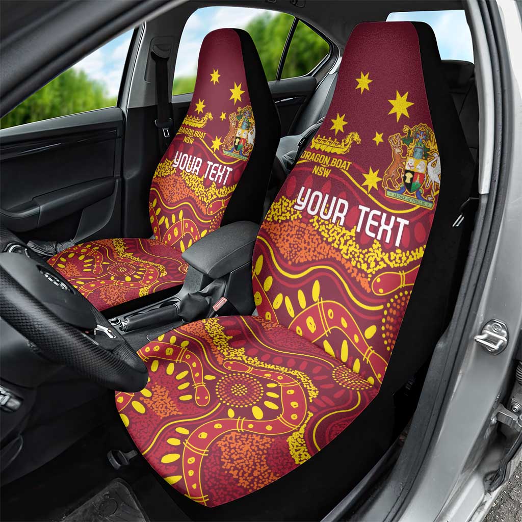 Personalised Australia Queensland Dragons Boat Car Seat Cover Aussie Aboriginal Dot Style
