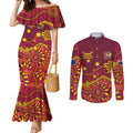 Personalised Australia Queensland Dragons Boat Couples Matching Mermaid Dress and Long Sleeve Button Shirt Aussie Aboriginal Dot Style